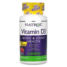 Natrol Vitamin D3 Bone &amp; Joint Health Strawberry 5 000 IU 90 Tablets