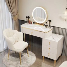 [무료 안장설치] 연예인 화장대 미니 화장대 예쁜 화장대 삼색가구 화장대 세트 (화장대+LED거울+화장의자) ZA-7519