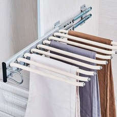 헤비 듀티 행거 옷장 9켤레 바지 선반 연장 가능 타이 홀더 레일 팬츠 옷장용 - 흰색 플로킹 로드오른쪽, Right, 1개