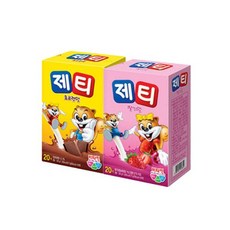 제티 분말 340g 초코20T + 딸기20T 우유에 타먹는 어린이 음료, 제티 분말 340g 초코20T + 딸기20T 우유에 타, 20개