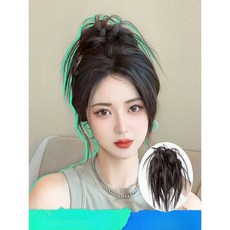 뒷머리 부분 가발 자연스러운 묶음 머리 연출, 1개, (Curly Waterfall 포니테일)다크 브라운