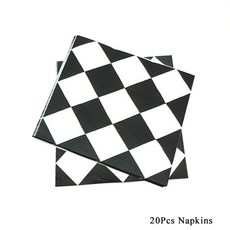 교통 콘 레이싱 체크 무늬 플래그 블랙화이트 색상 테마 장식 자, 1.napkin