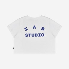 [정품 보증] 아이앱 스튜디오 크롭 티셔츠 화이트 네이비 IAB Studio Cropped T-Shirt White Navy