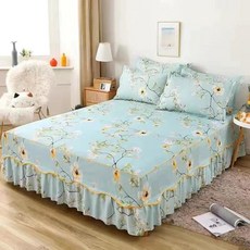 레이스 스커트 침구 세트 침대보 탄성 장착 매트리스 커버 이불 싱글 코튼 베갯잇 3 개