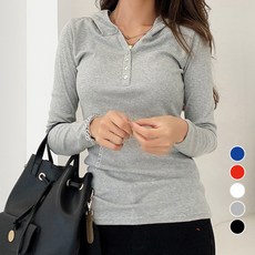 [나크21] (55~88) 단추넥 후드 티셔츠 KO11-T-07