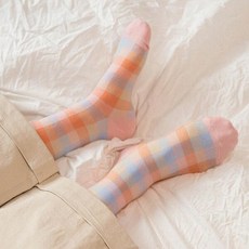 아트박스/레드싹수 파스텔 체크패턴 패션 삭스 rssw002