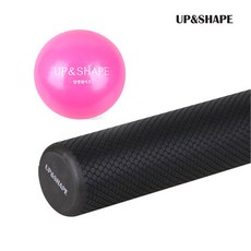 업앤쉐이프 폼롤러 10X61cm 슬림블랙 +UP 미니짐볼 핑크, 블랙