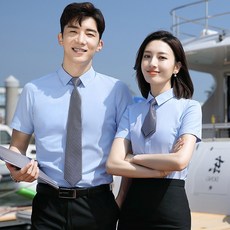 작업복 노트비지니스 정장 여름시즌 남성 짧은소매 셔츠 오피스룩 은행 판매부 여성슈트, C01-여성-화이트 셔츠(싱글)