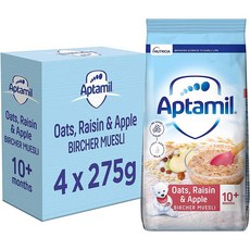Aptamil 오트 건포도 사과 버처 뮤즐리 아기 이유식 시리얼 10개월이상 압타밀 영국분유직구 275g 4팩, 6개