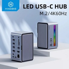 Hagibis USB C 도킹 스테이션 듀얼 HDMI 호환 M 2 SSD 인클로저 이더넷 100W PD 허브 SD TF 노트북 맥