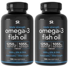 스포츠리서치 트리플 스트랭쓰 오메가3 피쉬오일 150 소프트젤 2팩 Sports Research Triple Strength Omega-3 Fish Oil, 150정, 2개