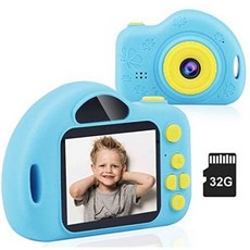 CHUNXU Kids Camera Digital Video Camera for 3-10 Years Old Girls Boys 32GB SD Card Rechargeable Bat, One Color_Blue, 상세 설명 참조0, 상세 설명 참조0