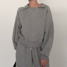 마이시즌 여성용 미니 카라 기모 맨투맨