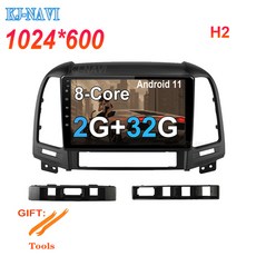 영어 설명서 2.5D IPS 화면 8 코어 DSP Android 11 차량용 라디오 멀티미디어 플레이어 비디오 GPS 내비게이션은 현대 산타페 2005-2012 무DVD, H2 2G-RAM 32G-ROM, 1개
