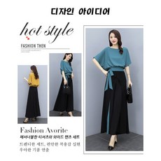 쉬폰티셔츠와이드팬츠세트