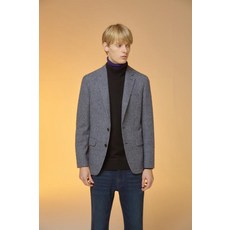 티엔지티 TNGT 네이비 울혼방 베이직 체크 투버튼 자켓TGJA0D203N2