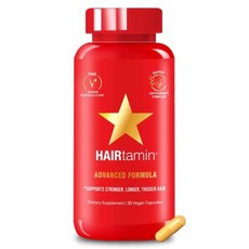HAIRtamin 빠른 모발 성장을 위한 비건 헤어 비타민 건강한 모발 피부와 손톱을 지원하는 천연 비오틴 모발 성장 비타민 캡슐 탈모 및 얇아짐 감소 30캡슐, 1, 1개