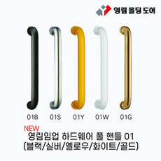 영림임업 하드웨어 손잡이 풀 핸들 01G 01W 01Y 01B 01S (강화유리도어용 목문용), 풀핸들01G