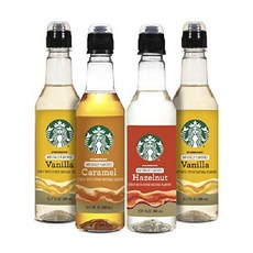 스타벅스시럽 버라이어티 바닐라 카라멜 헤이즐럿 커피 시럽 360ml x 4종 세트 혼합