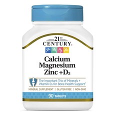 21St Century 鈣鎂鋅加維他命D3錠, 1罐, 90顆