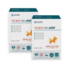 유유제약 하루올데이 JOINT 강아지 관절 반려견 영양제 슬개골 글루코사민 MSM 초록입홍합 카제로템, 뼈/관절강화, 2개
