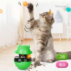 그린비드 고양이 오뚜기 장난감 고양이인형, 그린, 1개