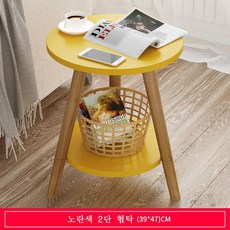 BAILIXIANG 원목 미니 침대협탁 usb협탁, 노란색2단협탁(39X47cm)