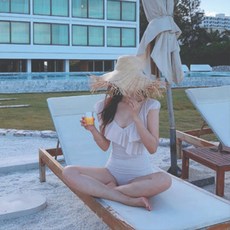 가바바 여성 모노키니 수영복 프릴 섹시 샴 수영복 G36579 +15000원 로또상품권 증정, 베이지
