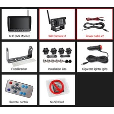 화물차 후방카메라GreenYi-1280x720 고화질 AHD 무선 트럭 DVR 모니터 나이트 비전 역방향 백업 레코더 Wif, 02 1 cameras