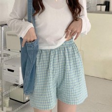 여름 지지미 여성체크 꽃무늬 아이스 반바지 수면 잠옷 홈웨어