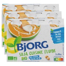 BJORG 비오르그 소이 콩 쿠킹 크림, 3개, 200ml