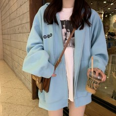 프럼스마일 코스프레 와이드 루즈핏 핑크 소녀 후드 하프기장 가디건 긴팔맨투맨 코트 트렌드
