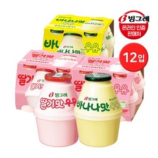 빙그레 단지우유 240ml 바나나맛 4입 + 딸기맛 8입, 1개