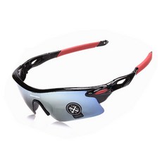 [WITH] 자전거 고글 스포츠 선글라스 초경량 편광 방풍 1개, 레드블랙