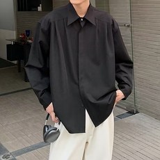 남성 스타일링 오버핏 베이직 긴팔셔츠 남자가을셔츠 무지 단색 남방 셔츠 슬랙스코디