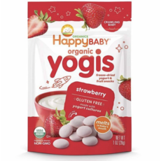 Happy Baby Yogis Freeze-Dried Yogurt Fruit Snacks 해피베이비 요기스 요거트 딸기 과자 스낵 1oz(28g) 8팩, 1개