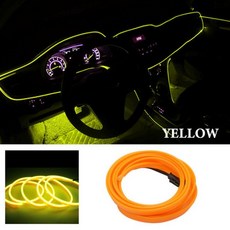 1M 2M 3M 5M 자동차 인테리어 Led 장식 램프 배선 네온 스트립 자동 DIY 유연한 주변 조명 USB 파티 분위기 다이오드 차량 내부, YELLOW_1M | only wire strip