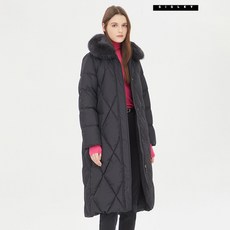 시슬리 폭스 퍼 카라 롱 패딩 SAPD84361 BK