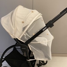 핑구어팩토리 유모차 곰돌이모기장 지퍼모기장, 1개, 화이트(곰돌이자수)