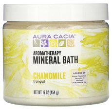 Aura Cacia 아로마테라피 미네랄 입욕제 평온한 캐모마일 454g(16oz) 2팩, 454g, 2개