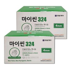 건강두배로 마이씬 324 인슐린 당뇨 펜니들 멸균 주사침 0.23mm(32G) * 4mm, 2개, 100개입