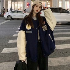 여성 겨울 가을 드랜드 카고 재킷 와이드 루즈핏 기모 융 BF 남자 친구 무드 커플 캐쥬얼 야구복