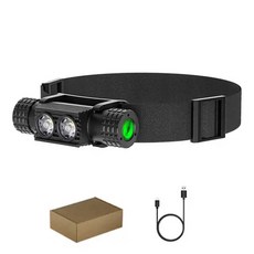 LED 헤드램프 USB C 타입 헤드라이트 18650 헤드 손목 스트랩 밴드 라이트 토치 러닝 램프 캠핑 낚시 메모리 랜턴, HD02A, With 18650 Battery, 1개