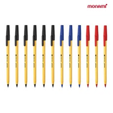 모나미 153 스틱 유성볼펜 1.0mm x 12p, 검정6p+파랑3p+빨강3p, 1세트