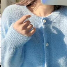 여성 밍크 가디건 빨간 스웨터 크리스마스 코디