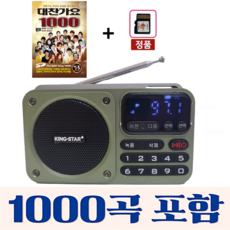킹스타 효도라디오 신제품 K-404 정품음원 1000곡 포함 블루투스 기능탑재, 그린+1000곡