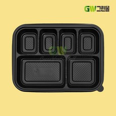 [그린몰]도시락용기 6칸 JH-22 검정 400개 용기+뚜껑 세트 JH, 1개