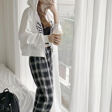 앤샵 [남녀공용/빅사이즈~2XL] 비엘 편안한 일자 와이드 타탄 체크 바지 팬츠(2color)