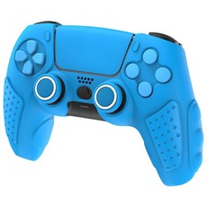이이네 PS5 듀얼센스 컨트롤러 다색 실리콘 커버 충전대 적합 미끄럼 방지 보호 케이스, 블루