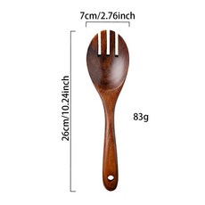 나무 샐러드 포크 스푼 디너웨어 교반기 혼합 휘젓기 섞기 교반, 2.1pc fork, 1개